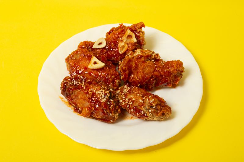 Honey garlic wings over sweet and savory glaze